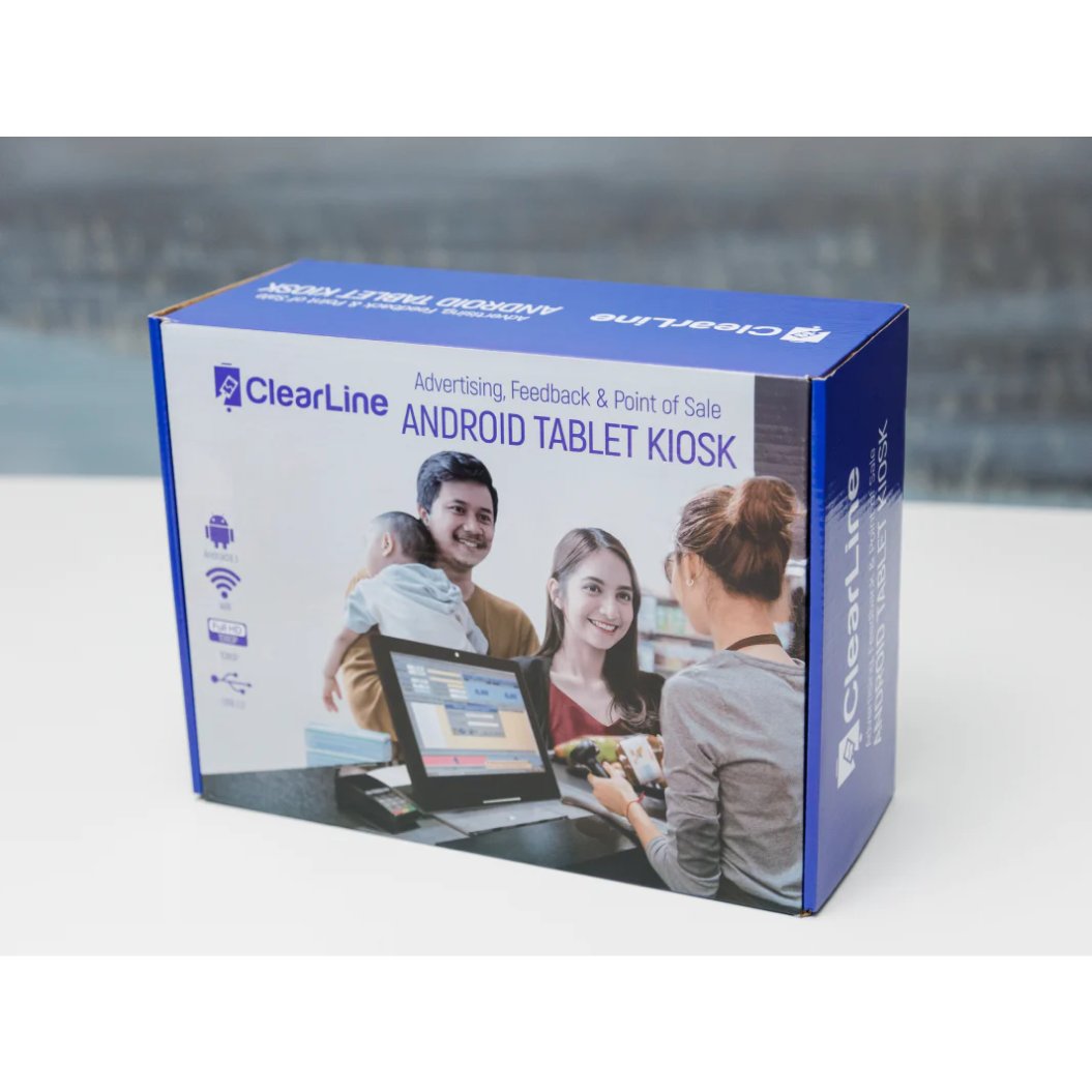 Customer-facing Vertical Kiosk 10” with 4 Apps - ClearLine